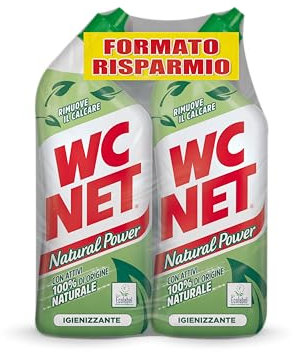 Wc Net - Natural Power Gel, Anticalcare e Igienizzante per Sanitari e Superfici, Pulitore Liquido per Wc, 700 ml x 2 Pezzi