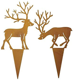 RiloStore 2 STK Dekostecker Hirsch rost 20x11cm Deko Gartendeko Weihnachtsdeko Metallhirsche Weihnachten Schmuck Gartenstecker Xmas Decoration …
