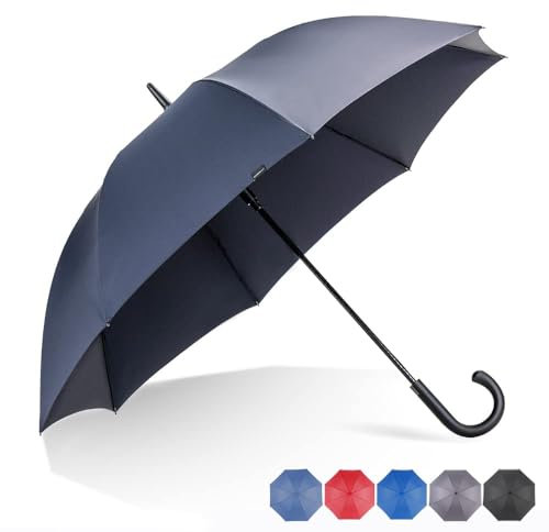 RUMBRELLA Navy Blue Hook Handle Umbrella Windproof, j Umbrellas Auto Open 54IN…
