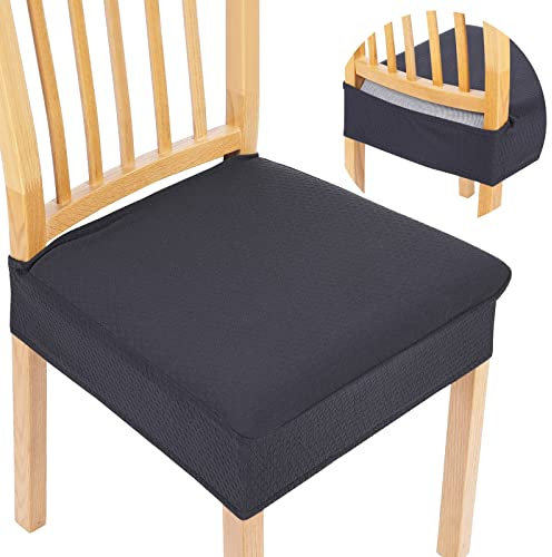 Homaxy Stretch Spandex Stuhlbezug Sitzfläche, Waschbarer Bezug für Stühle Sitzbezüge für Esszimmerstühle, Anti-Staub Esszimmerstuhl Hussen (Dunkelgrau, 6er Set)