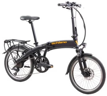 F.lli Schiano Galaxy, E Bike Klappbar 20 Zoll, 36V 10.4Ah Abnehmbarer Akku, Motor 250W 40Nm, Klapprad Ebike für Herren/Damen, Schwarz-Orange