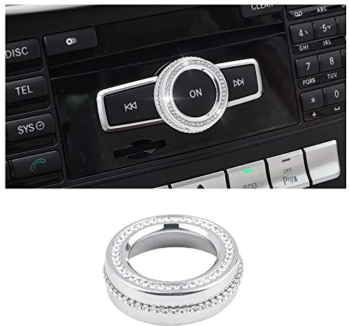 BLINGOOSE für Mercedes Zubehör Bling Audio Multimedia Knopf Aufkleber Auto Glitzer Mittelkonsole Deko Ringe for Benz CLA GLK CLS GLE GLA GLS SLC C E-Klasse Kristall