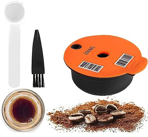 Honeyhouse Reusable Coffee Capsules, Compatible with Bosch Tassimo Machines,Refillable Coffee Filter,Coffee Pods with Readable Barcode (200 ML), A-orange