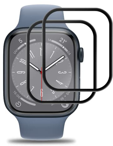ROVLAK Protector Pantalla para Apple Watch Series 8 44MM Cristal Templado Protector [2-Pack] 9H Dureza Tempered Glass Screen Protector para Apple Watch Series 8 44MM