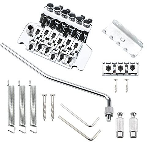 Pxyelec Chrom E-Gitarre Tremolo Brücke mit Bar Double Strat Verriegelung für Floyd Rose Typ