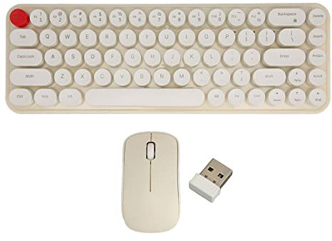 2022 Retro Compact 68 Tasten Kabellose Tastatur Maus Kombination, Ultradünnes, Leises Computer Maus und Tastatur Set, für Laptop Desktop (Beige)