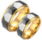 Hoisy Verlobungsringe, Partnerringe für Sie und Ihn Facettenreicher Silber-Gold-Ring 8MM Größe Frauen 54 (17.2) und Männer 65 (20.7)