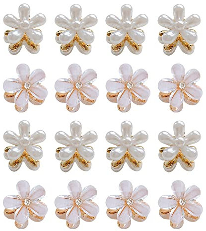 Trsnzul Kleine Haarklammern 20 Stück Haarspangen Damen Haarklammer Mini-Haarspangen Kristallen Haarspangen Perlen-Haarklammern Metallclips Glitzer für Frauen Mädchen