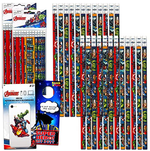 Avengers-Bleistifte für Kinder, 24 Stück – Avengers Schulbedarf-Set mit 24 Avengers Bleistiften, Avengers-Aufkleber und mehr, Avengers-Partygeschenke für Kinder