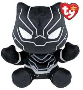 TY Black Panther Marvel Avengers Beanie Babies Regular, Lizenziertes Beanie Baby Weichplüsch Spielzeug, Sammlerstück Kuscheliger Plüschteddy