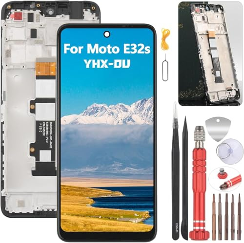 YHX-OU 6.5'' Schwarz + Rahmen Display Für Motorola Moto E32s XT2229 XT-2229 LCD Display Touchscreen Ersatz Bildschirm Glas Assembly mit Werkzeug