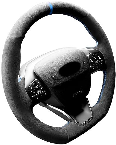 Gestrickte Lenkrad Handstich Alcantara Lenkradhülle Kompatibel mit Ford Focus Fiesta Kuga Puma ST ST-Line 2017-2020