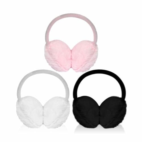 YECP Polyester Ear Muffs Ear Defenders Protectors Cute Winter Accessories Adult Kids Portable Lightweight Fluffy Soft Warm Cosy Cute Plastic Indoor Outdoor Cold Weather Assorted Colors 1pc