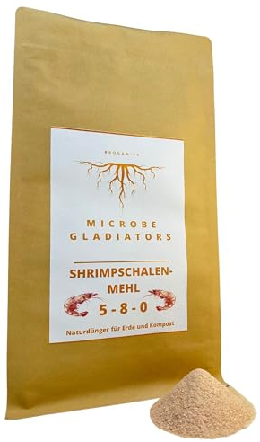MICROBE GLADIATORS - Shrimpschalenmehl Garnelen Shrimp Schalen Mehl 5-8-0: Organischer Dünger aus Garnelenschalen mit Chitin (2,5kg)