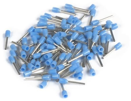 ERKO Aderendhülsen Aderquerschnitt 0,25 mm2 Länge 6mm 100 Stück professionelle Kabelschuhe aus galvanisch verzinktem Kupfer mit Polyamidisolierung, Kabel Steckverbinder für Elektriker