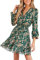 CUPSHE Damen Kleid V Ausschnitt Wickeloptik Langarm Blumenmuster Gestufter Saum A Linien Freizeitkleider Party Wrap Mini Dress Gelbe Blumen S