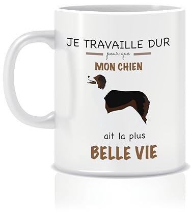Mug Tasse Originale Je travaille dur pour mon chien Idée Cadeau Maitre & maitresse de Beagle, Berger Allemand, Australien, Pitbull etc. (Berger Australien)