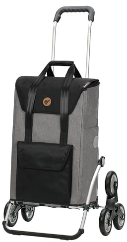 ANDERSEN Royal Sh. Senta 2.0 - Carrello per la spesa, impermeabile, in alluminio, pieghevole, con ruote rimovibili, 49 l, colore: Grigio
