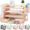Schreibtisch-Papier-Organizer und Zubehör – 4-stöckiges Papier-Briefablage, Organizer, Schreibtisch-Aktenbox, Büro-Organisation, Schublade, Hängerahmen, Gitter-Organizer, Zubehör (Roségold)