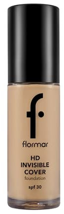 Flormar HD Invisible Cover Foundation-HD Make-up mit cremiger Textur & SPF30–Flüssige Foundation für ein natürliches Finish– Feuchtigkeitsspendend, langanhaltend & anpassbar– 90 Gldn Ntrl Np