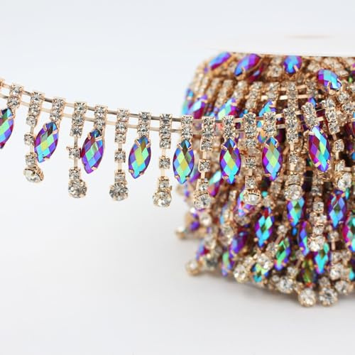 PEARLY JUN 91 Cm Golden Strassband Zum Aufnähen Glitzerband | Kette Glitzer Annähen DIY für Hochzeitskleid Dekoration Kleidung Kuchen