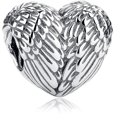 HAEPIAR S925 Encanto de plata para collar pulsera de plata esterlina Dangles Alas de ángel un pequeño volante circular para las mujeres niñas regalos