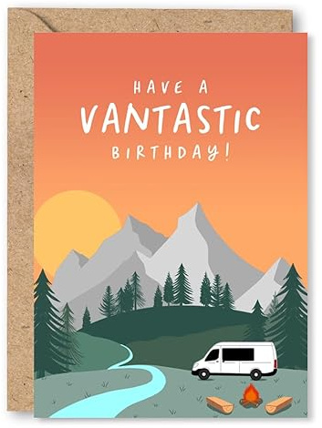 Lustige Van Life Geburtstagskarte für Männer, Frauen, Ihn, sie, Reiseliebhaber, Wohnmobil, Wohnmobil, Camping, Van-Umbau, Abenteuer, Erkunden, 30er, 30., Nomad, Reisender - Vantastic Birthday