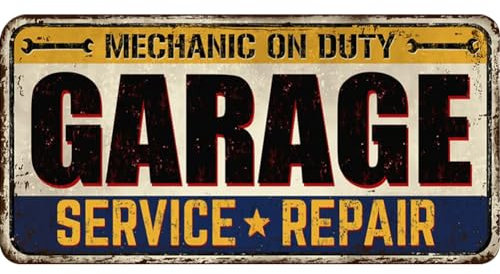 LYEAA Vintage Piastra di Metallo Garage Rettangolare Ferro Pittura Wall Art Home Decor 30x15cm