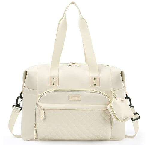 Tuwubi Wickeltasche, Baby-Wickeltasche mit Schnulleretui, große Reise-Wickeltasche für Mama und Papa, multifunktional, große Babytasche, Weiß