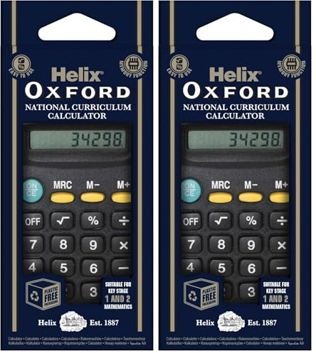 Helix Ocford Basic Calculator, Black (Pack of 2)
