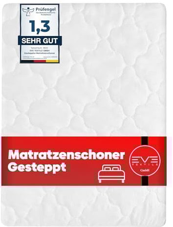 Eve Textile® Gesteppter Matratzenschoner 140x200 cm Matratzenauflage Matratzenbezug; Topper Milbenbezug Matratzenhülle bis 20 cm Matratzenhöhe; Matratzentopper für Betten & Boxspringbett