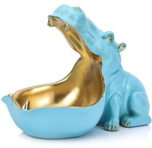 Harz-Nilpferd-Statue für den Eingang, Mehrzweckhalter zur Aufbewahrung von Schlüsseln, Süßigkeiten, Schmuck und Ohrringen – perfekt für Heimdekoration, Moderne Kunst, Esstisch, Regaldekoration.