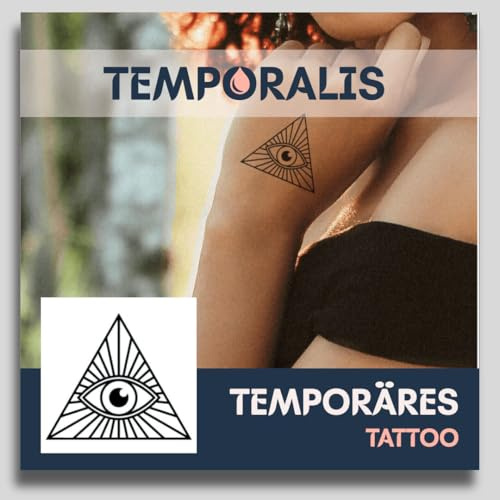 Fake Tattoo Auge – Temporalis® | Temporäre Tattoos für Erwachsene – EU-zertifizierte Kosmetik, vegan & wasserfest – Hält 1 bis 2 Wochen [ Allsehendes Auge ]