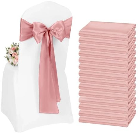 Chaise de Banquet Décoration Ceintures à nœud en Satin for chaise de mariage, attaches en ruban for fête, événement, hôtel, Banquet, fournitures de décoration for la maison(Rose gold,50pcs)