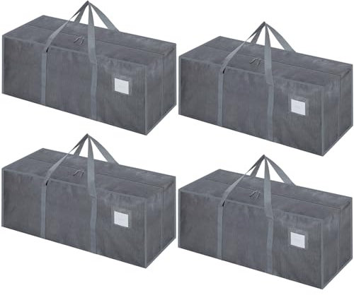 Dntorx 4 Pack 120L Heavy Duty Moving Bags, Waterproof Clothes Storage Bag, Large Packing Box with Zips for Clothes Moving Travelling Camping Garden Tools Christmas Storage Containers