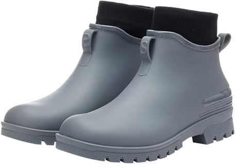 Damen-Regenstiefel – Bequeme Regenschuhe für Damen, Outdoor-Wanderschuhe, Wasserschuhe, Gummistiefel, leicht zu reinigen, ideal für Winterwandern, Trekking, Outdoor und Spaziergänge, grau, 40