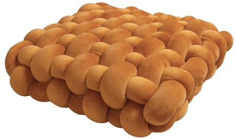 PromCaeruyn Knotenkissen Quadratisches Knotenkissen Kuschelkissen Dekokissen für Büro Schlafzimmer Wohnzimmer Wohnheim Auto Knoten Handgemachtes Kissen Bodenkissen(Caramel,30 * 33 * 12cm)