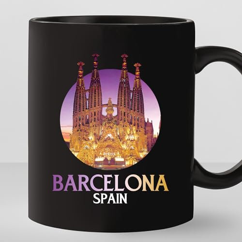 - 325 ml - Tasse à café Barcelone Espagne, tasse à café Barcelone Espagne, souvenir de Barcelone, cadeau hispanique, tasse en céramique brillante pour famille, amis, collègues de travail