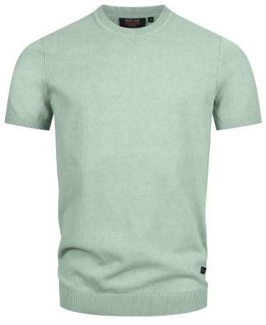 Indicode Herren INVasko T-Shirt Sommershirt Feinstrick mit Rippstricksaum | Klassisches T-Shirt mit Rippstricksaum und weicher Qualität, Herrenshirt, Basic Shirt, Freizeitshirt, Sommershirt für Männer