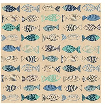 20 Servietten aus Recycling-Papierviele Fische, blaue Fischservietten, Fischmuster, Geburtstage, Kinderparty, Junge, Mädchen, Tischdekoration, Decoupage, Tischdeko, 33x33cm