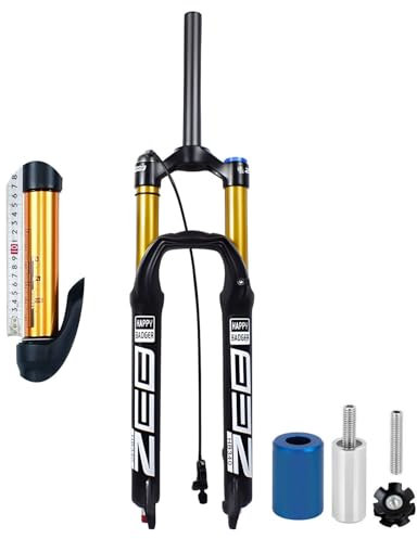 LYYCX 26/27,5/29 Zoll MTB Federgabel 160mm Federweg for XC AM Luftgabel, Magnesiumlegierung Rückpralleinstellung Manuell/Fernverriegelung QR 9mm Scheibenbremse Mountainbike Gabel(Straight Remote lock,