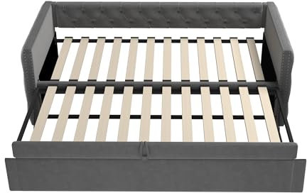 SogesPower Modernes 90x200 cm Schlafsofa, Multifunktionales Design als Tagesbett & Sofa, Atmungsaktiver Samtbezug, Mit hochwertigem Lattenrost