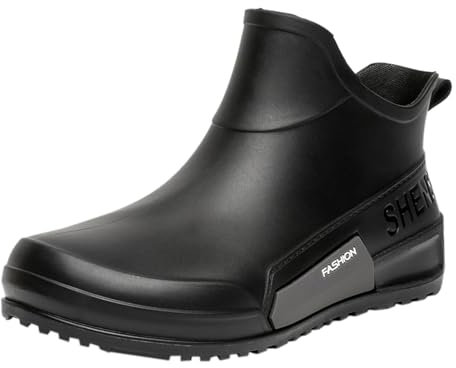Stivali da pioggia da donna corti in gomma Chelsea Boots impermeabili e antiscivolo, comodi stivali da giardino in gomma con soletta comoda, scarpe da pioggia alla moda per esterni, grigio., 43 EU