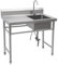 Lavabo in acciaio inox con 1 lavandino (a destra) 201 in acciaio inox 100 X 60 X 93 cm, lavello da cucina commerciale con rubinetto estraibile, lavandino esterno per cucina garage ristorante
