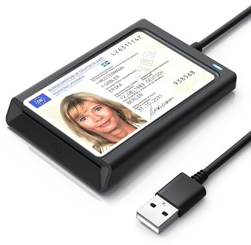CSL - USB Chipkartenleser mit NFC - SmartCard Reader/SIM Kartenlesegerät - kompatibel mit Windows 10-11 - für den neuen Personalausweis Gesundheitskarte Bankkarten