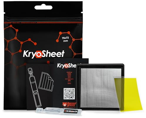 Thermal Grizzly KryoSheet (75 x 72 x 0,2 mm) – Cuscinetto termico in grafene ad altissima conducibilità termica – perfetta alternativa alla pasta termica su CPU AMD EPYC – Prodotto in Svezia