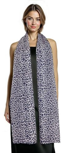 Écharpe femme en soie et coton – Foulard élégant léger pour toutes les saisons | Motif floral, animal ou serpent | Idée cadeau chic, Blur-leop, Taille unique