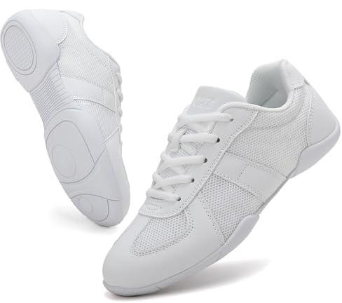 XJITIGER Womens Cheer Dance Shoes: Girls Cheerleading Sneakers - Breathable Training Shoes for Athletic Gymnastics Competitions Practice White 35