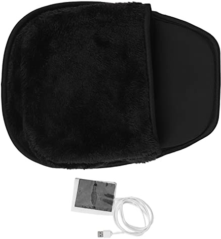 TOPINCN USB Heated Mouse Hand Warmer Pad for Men and Women, Keeps Warm in Cold Weather, Wrist Pad Design, Snowflake Plush Material (Black)