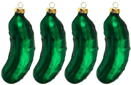 Gurke Weihnachtskugel Christbaumschmuck Glas Ø 3cm L 9,2cm Grün (4)